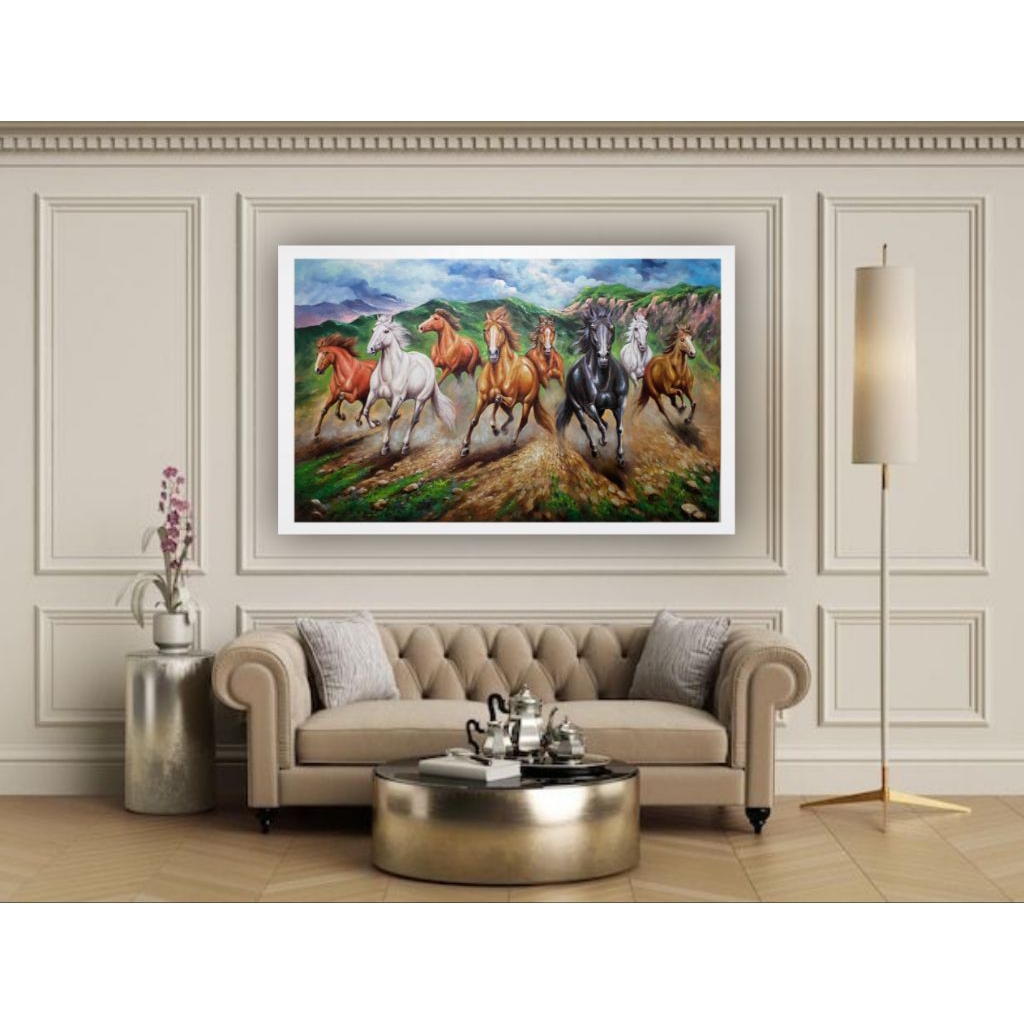 Lukisan Dinding Kuda 8ekor Mewah