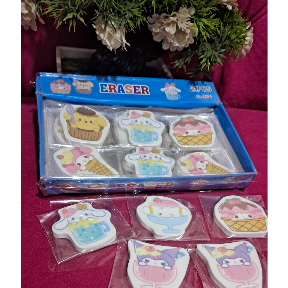 

PGATK [PAKET 6 PCS ERASER SANRIO] JUAL 6 PCS ERASER PENGHAPUS SSNRIO KARAKTER LUCU IMUT