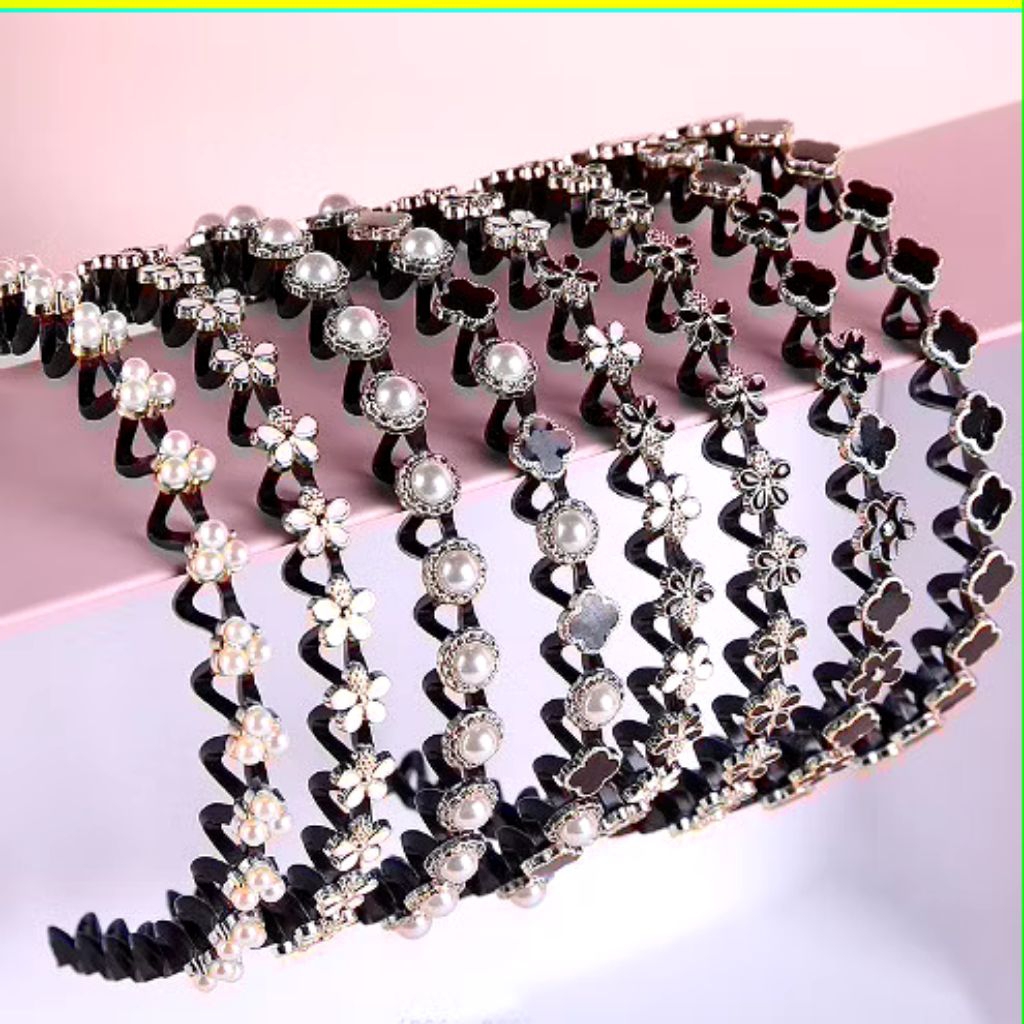 FELIZ - 2in1 Bando Include Jepit Rambut Fashion Korea Pola Mutiara