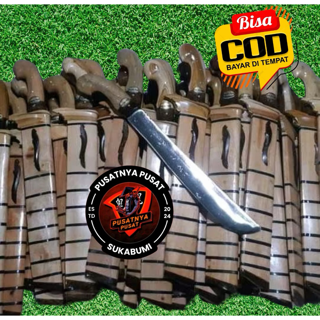 pisau/Golsem baja asli super tajam siap pakai potong bambu/kayu
