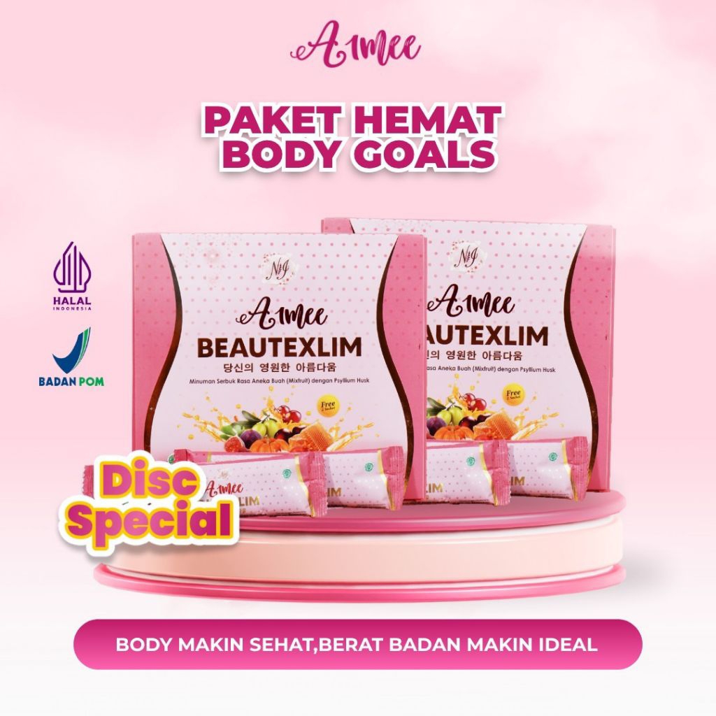 Paket Hemat Body Goals | Bundling 2 box Aimee Beautexlim Premium Fiber Drink Minuman Serat Detox Die