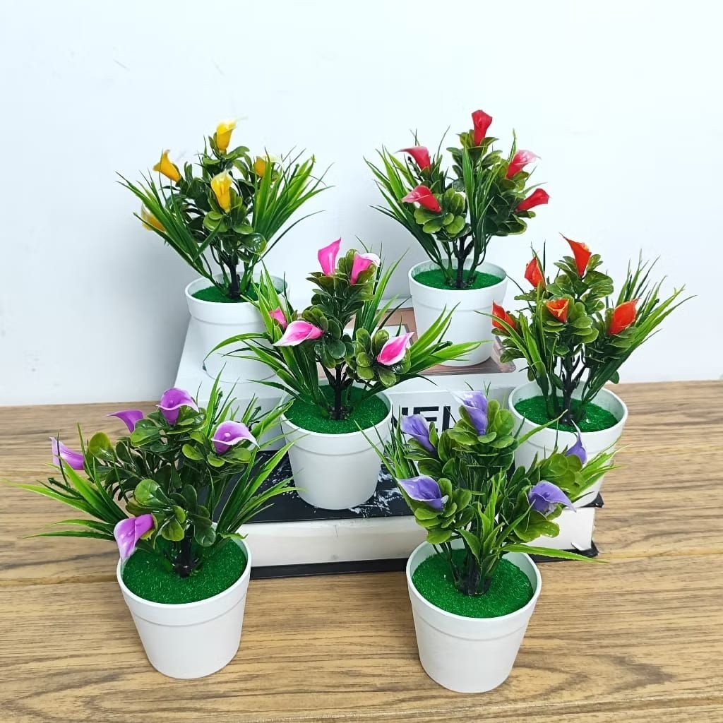 Bunga tulip hias mini plastik dekorasi rumah meja dan lainya bunga hias bunga palsu