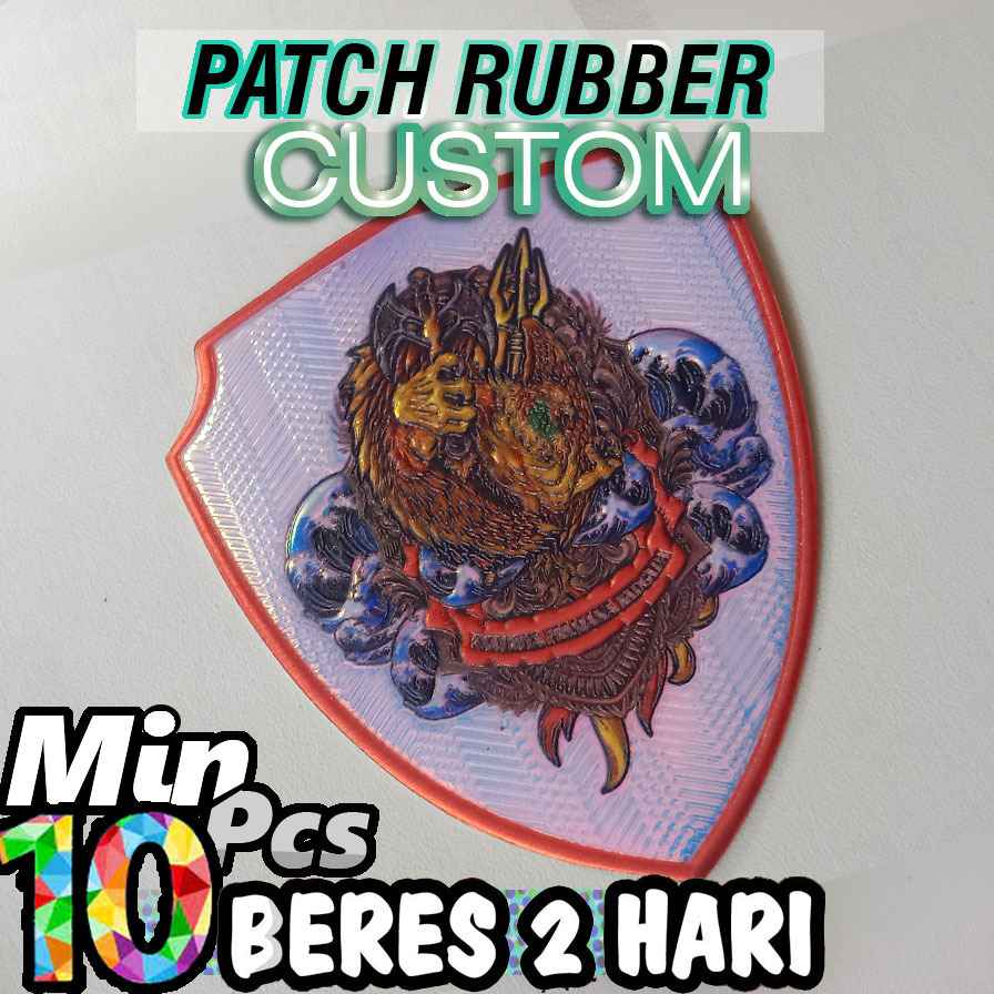 PATCH LABEL CUSTOM 3D HOLOGRAM BAHAN KARET RUBBER DAN TPU SISTEM HOTMELT PRESS VELCRO DAN JAHIT