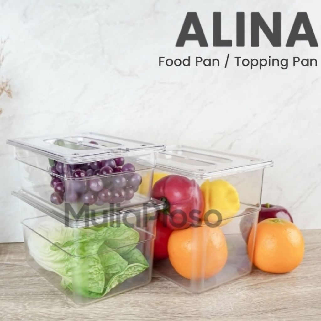 Food Pan Akrilik ALINA Wadah Topping LUCKY STAR , Tempat Prasmanan 1500ml, 2500ml, 3500ml BPA FREE
