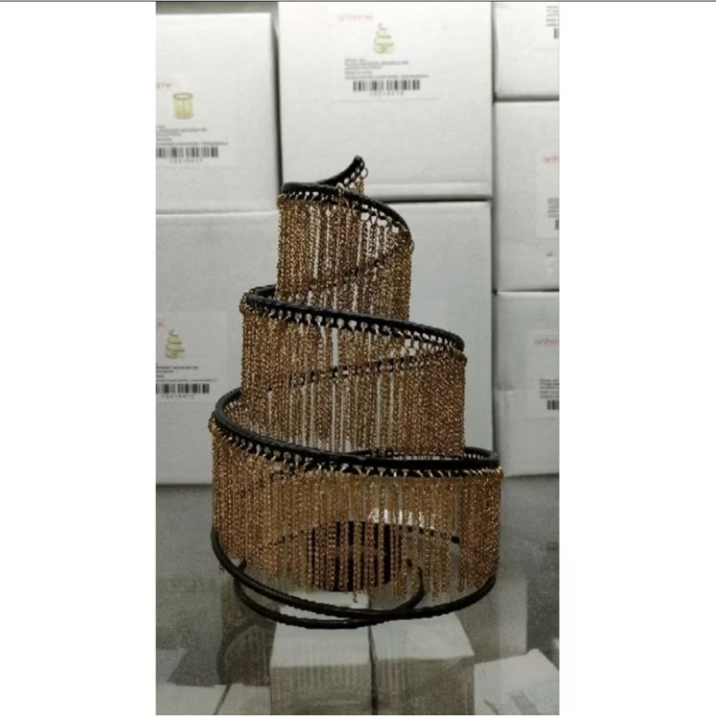 Pendupaan Dekorasi Rumah Tempat Lilin Dupa Arthome Candle Holder Chain Spiral Black Gold