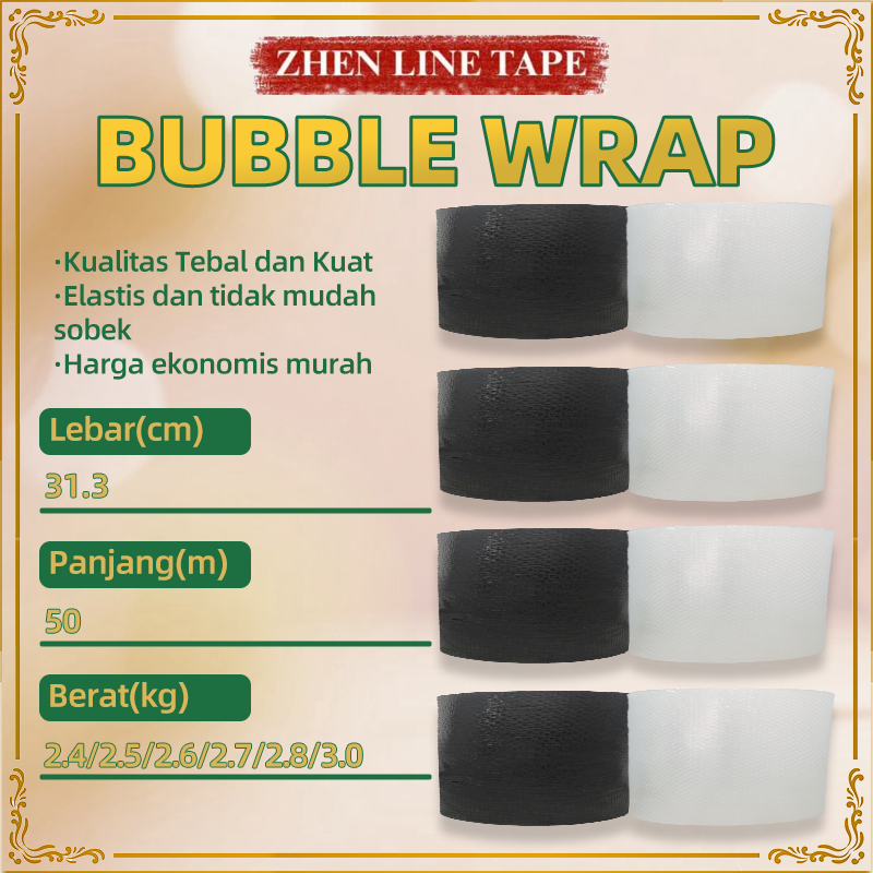 

Bubble Wrap Roll 30cm x 50m Bening Hitam Tahan Guncangan Kualitas Tebal Kuat Elastis Harga Murah