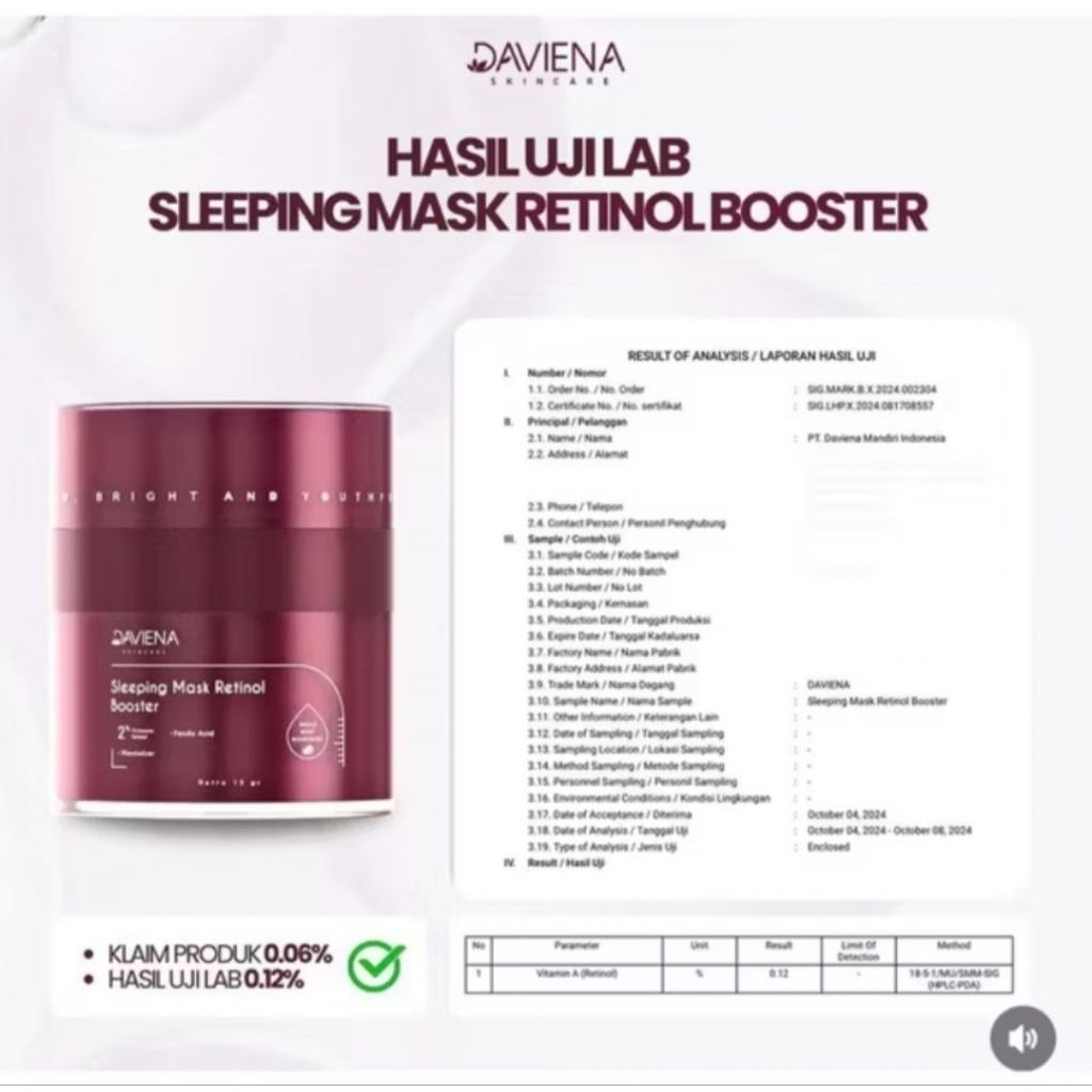 Ready Retinol booster Deviana skincare / sabun vampir mask and body soap / DAVIENA white up smooth r