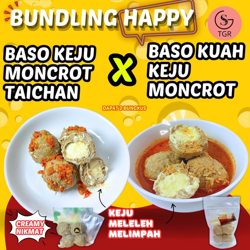

BUNDLING HAPPY 1 PACK BASO KEJU MONCROT TAICHAN X 1 BASO KUAH KEJU MONCROT FROZEN FOOD CREAMY
