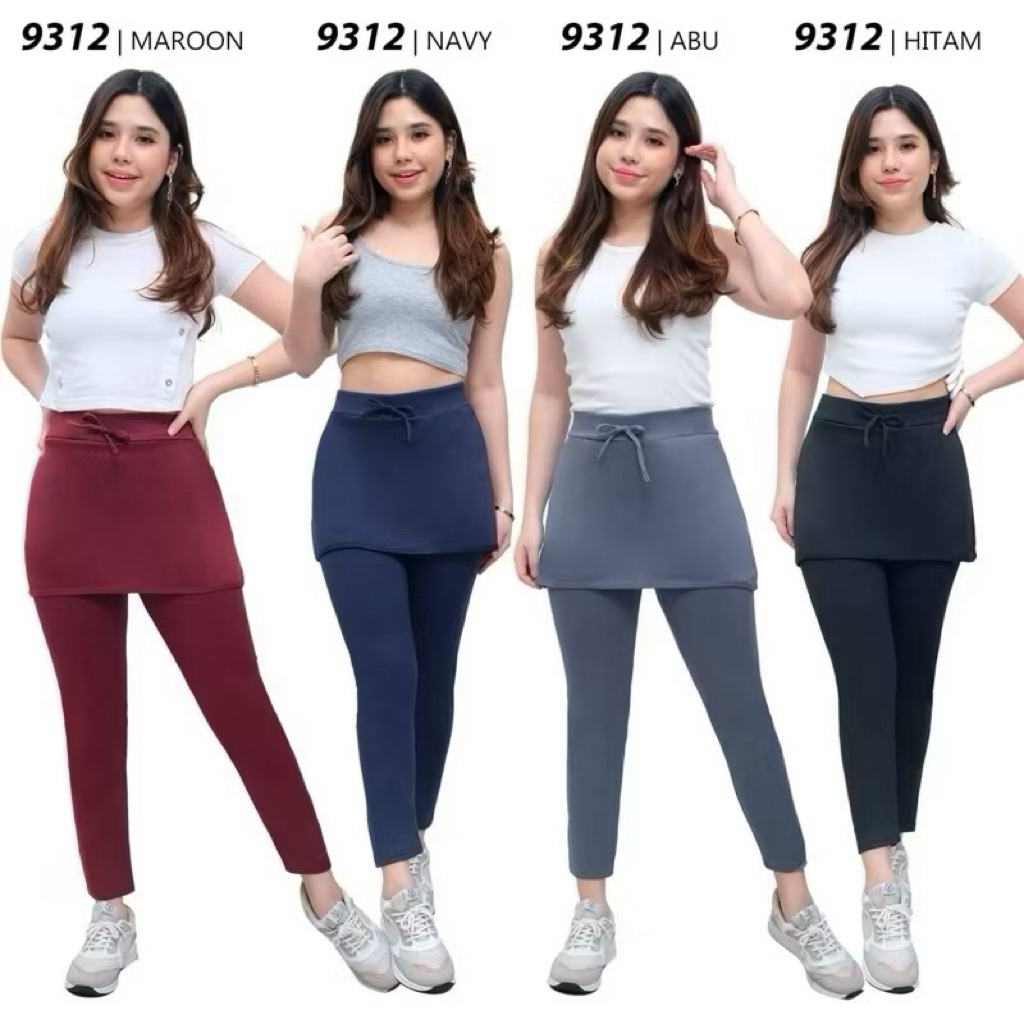 Celana Rok Polos Wanita Import #9312 / Celana Panjang Rok Wanita Senam Tebal Strech Import
