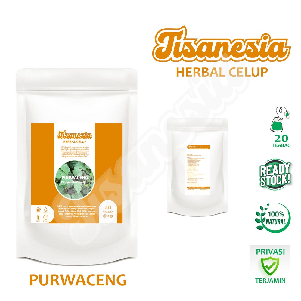 

PURWACENG TISANESIA Herbal Celup 20 Teabag Meningkatkan Stamina Vitalitas Melancarkan Peredaran Darah