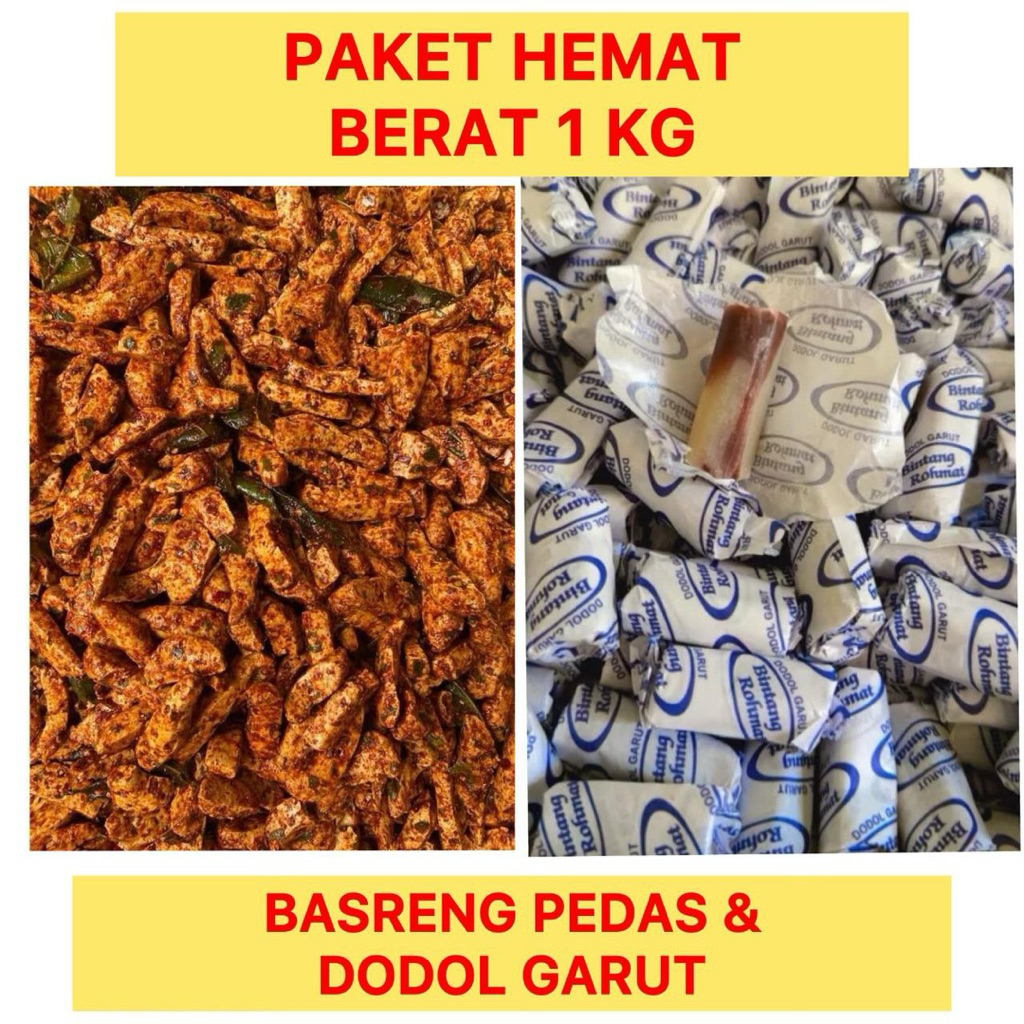 

(PAKET HEMAT BASRENG PEDAS & DODOL GARUT) Cemilan Basreng Pedas & Dodol Garut Original