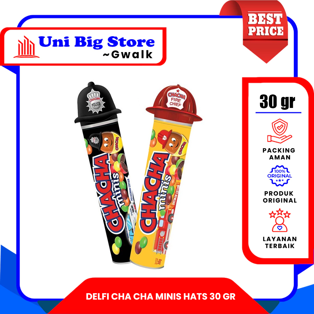 

DELFI CHA CHA CHACHA MINI HAT CHOCOLATE PERMEN CHOCO COKELAT - 30 gr