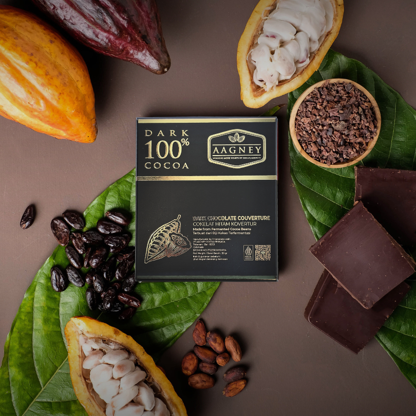 

Aagney Chocolate Couverture Dark 100% Cocoa 50gr | Cokelat Bali - Aagney Chocolate