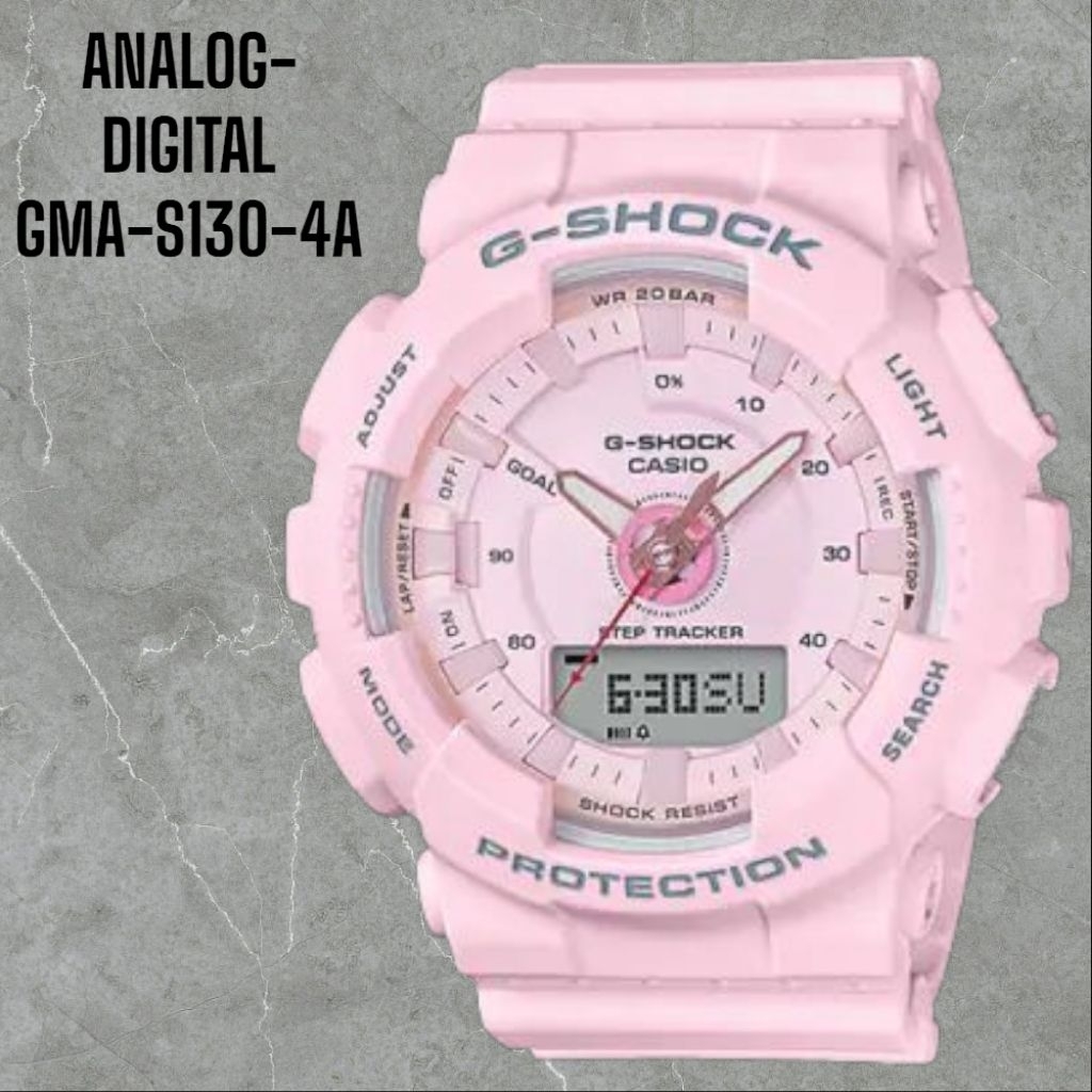 JAM TANGAN WANITA MERK G-SHOCK TYPE GMA-S130 PINK ORI BM BATERAI
