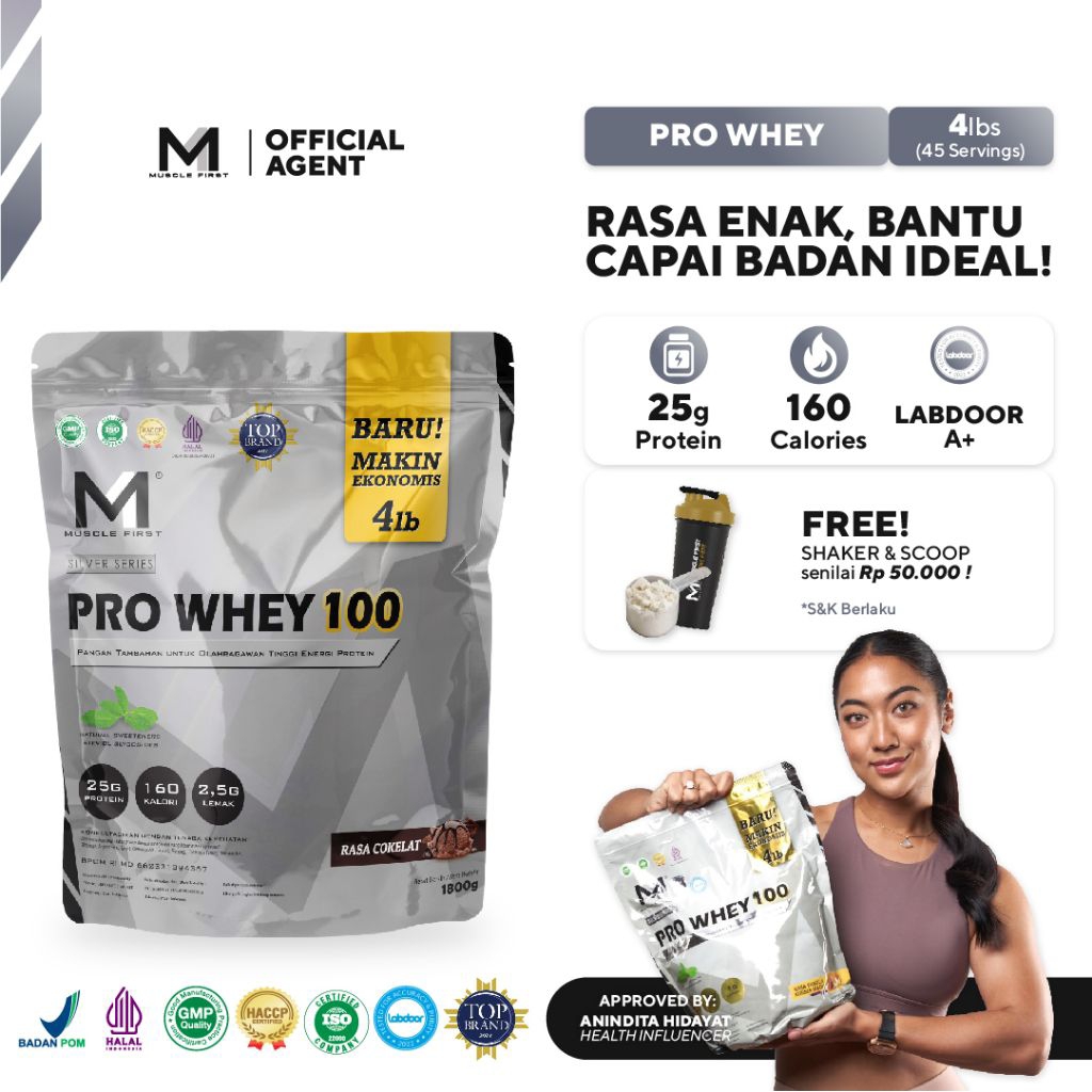 MUSCLE FIRST - Pro Whey 100 4lbs & 10lbs  Susu Whey Protein Untuk Cutting & Diet
