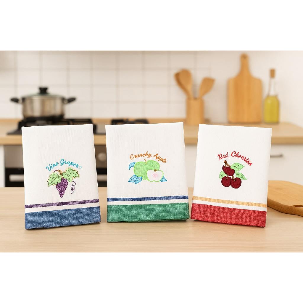 Serbet Dapur Motif Buah Premium 50x52cm Kain Lap Elegan Estetik Lap Gantung Kitchen Towel