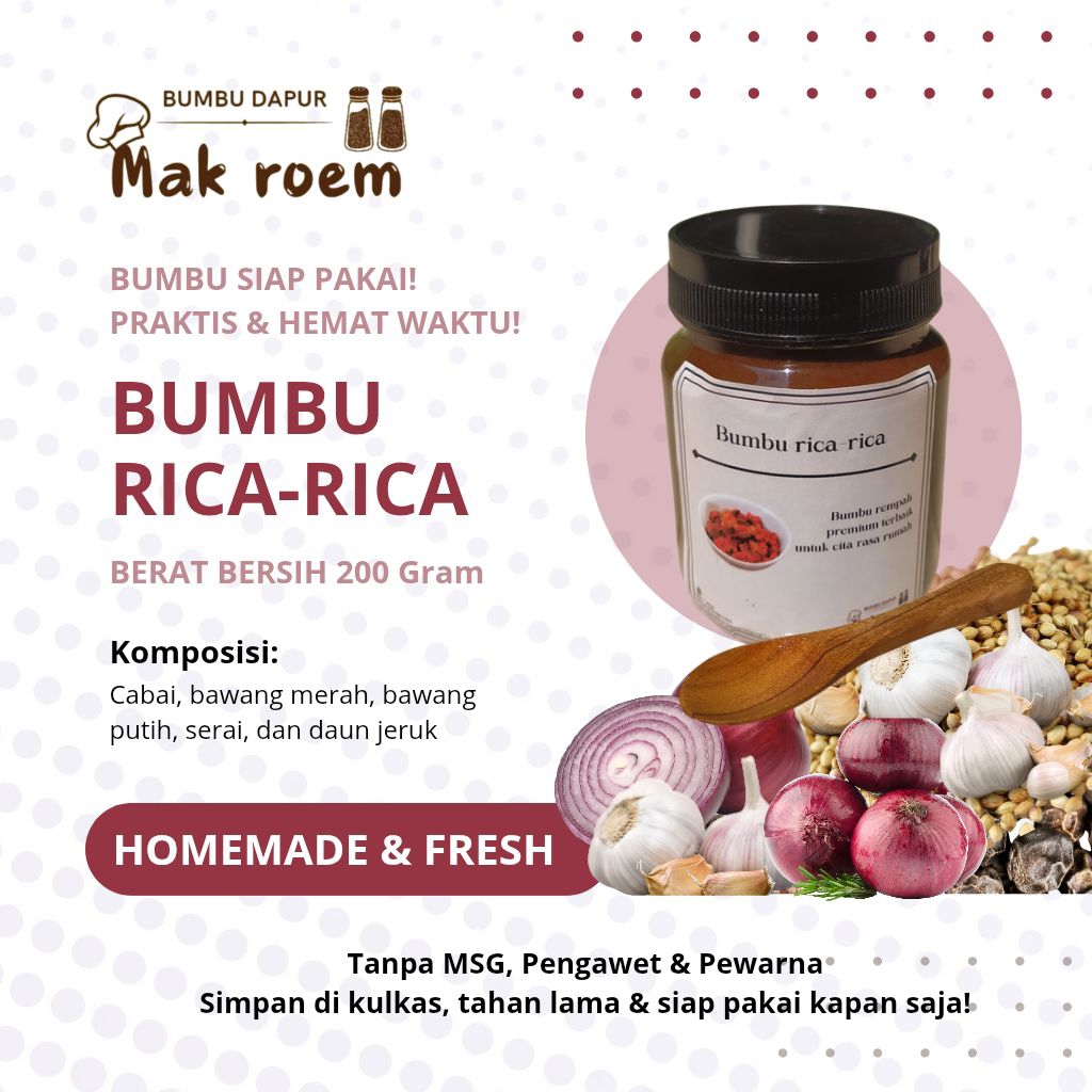 

By Bumbu Dapur Mak Roem, Bumbu Rica Rica, Bumbu Masak Premium, Alami dan non MSG