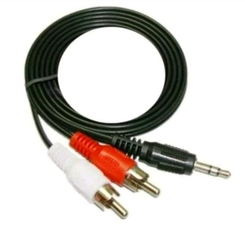 KABEL RCA 2 IN 1 , JACK 3.5MM TO RCA 2 1.5M KABEL HITAM
