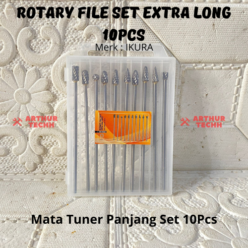 Ikura Mata Bor Tuner Panjang Set 10Pcs 3mmX6mm | Rotary File Set 10Pcs Extra Long
