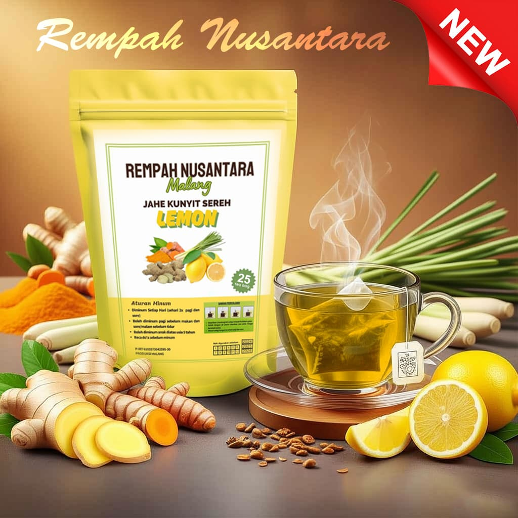 

Rempah Nusantara Malang Jahe Kunyit Sereh Lemon (25 Tea Bag)