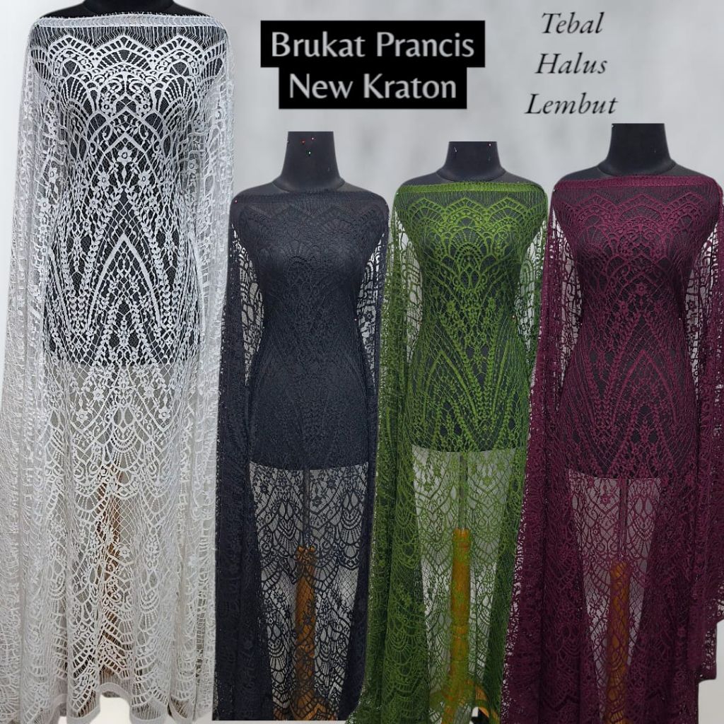 New❗Bakal Kain Brukat Kebaya Semi Prancis Katun Halus Cornely Brokat Semi Prancis Katun Corneli Lemb