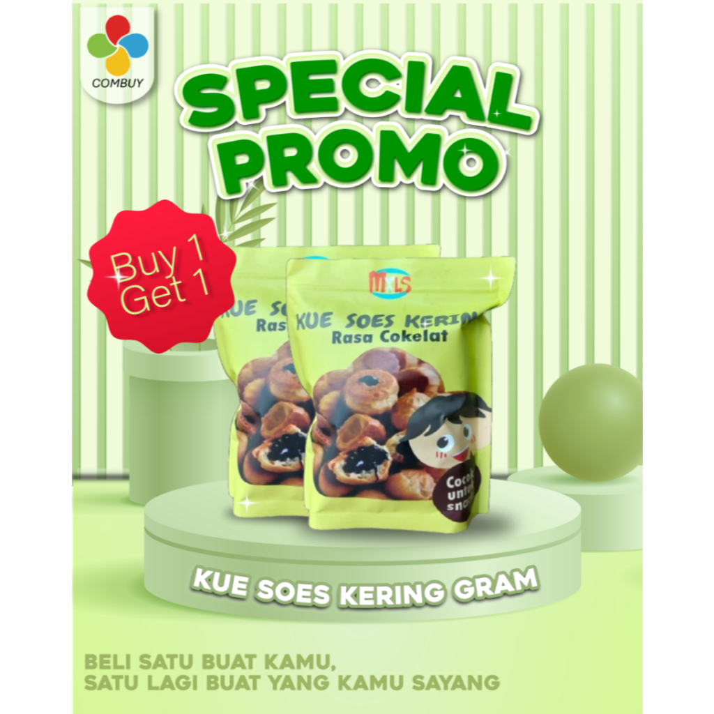 

PROMO BUY 1 GET 1 FREE!!! PROMO Beli 1 Gratis 1 MILS - KUE SOES KERING RASA COKELAT PAKET SNACK HEMAT