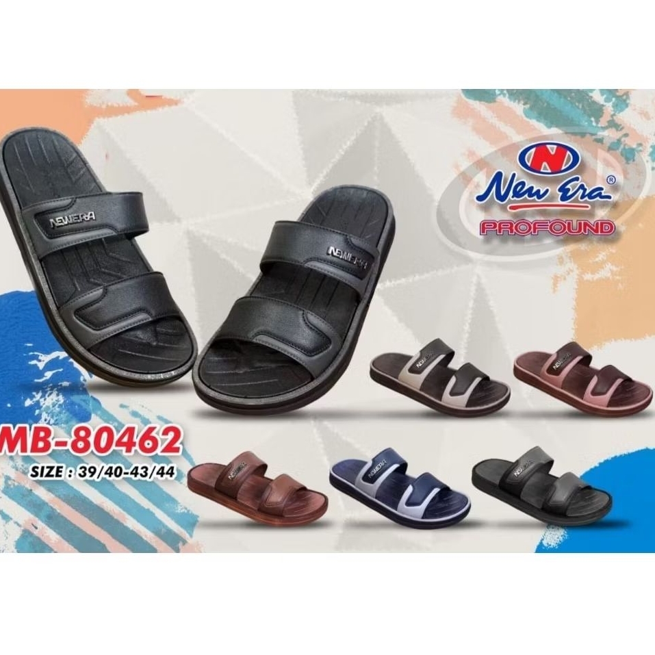 (COD)sandal new era karet lentur santai/sandal pria dan wanita new era  tali dua