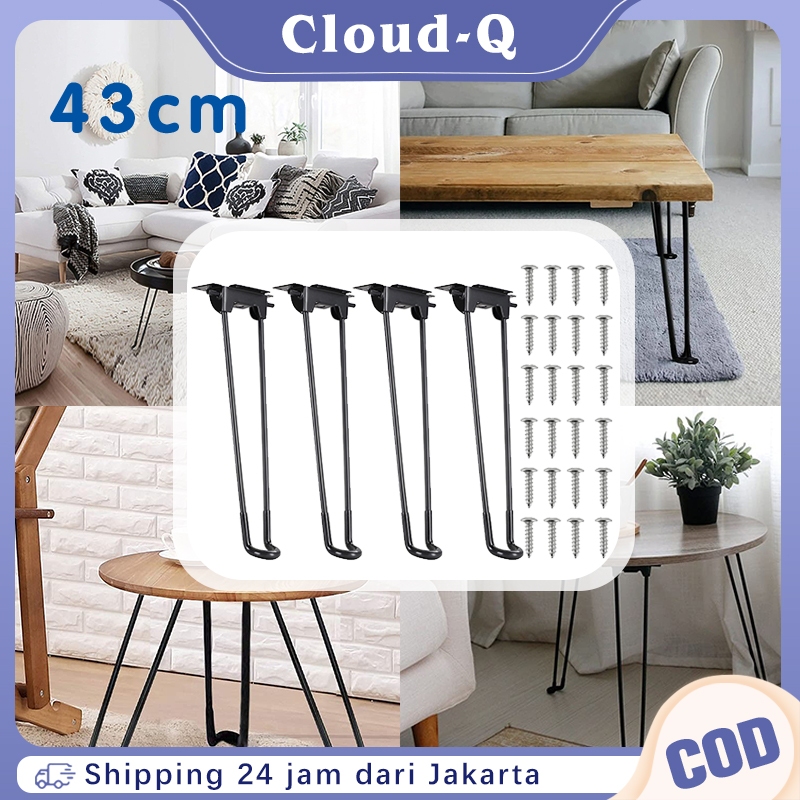 43cm Kaki Meja Lipat Tinggi Aksesories Kursi Hairpin Leg 4pcs Kaki Besi Hairpin