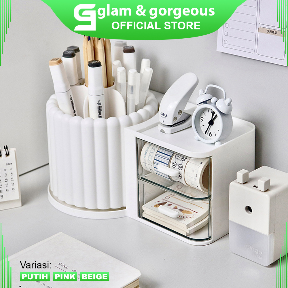 Laci Mini Kecil Susun Aesthetic - Rak Pensil Kosmetik - Desk Rack dan Makeup Organizer - DD027