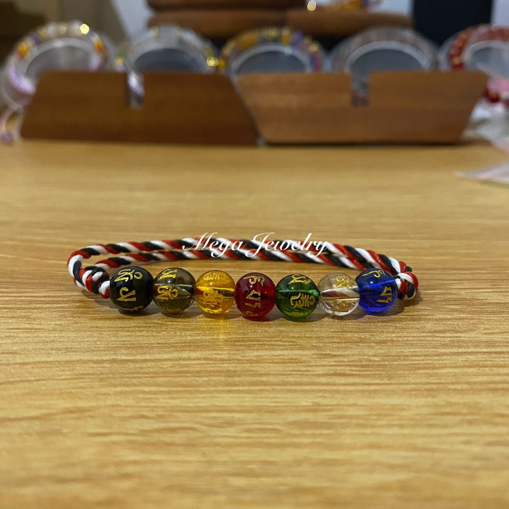 Tridatu Gelang dan Kalung 7 Chakra Set Original Khas Bali