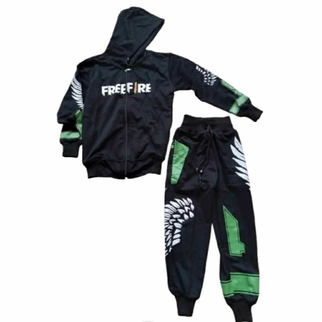 setelan jaket dan celana anak free fire ff game angel calca
