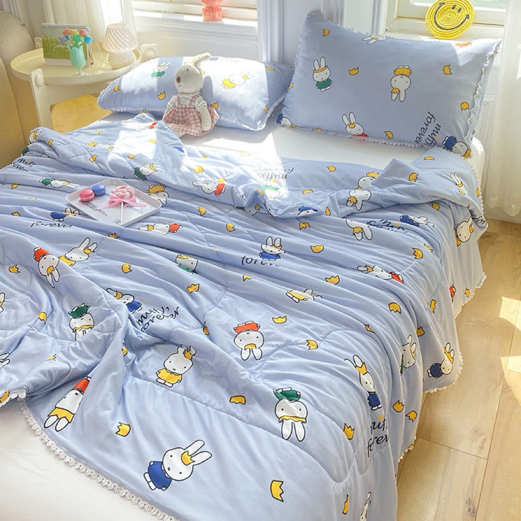 [PREORDER – Miffy] Selimut Musim Panas Motif Kartun Miffy – Model Rajut Renda Bolong Berlisensi Resm