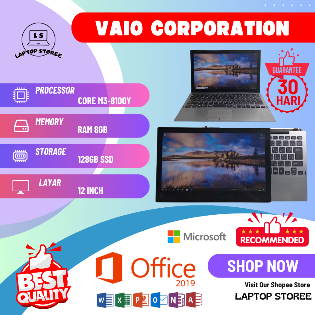 LAPTOP VAIO CORPORATION CORE M3-8100Y TOUCH SCREEN RAM 8GB SSD 128GB
