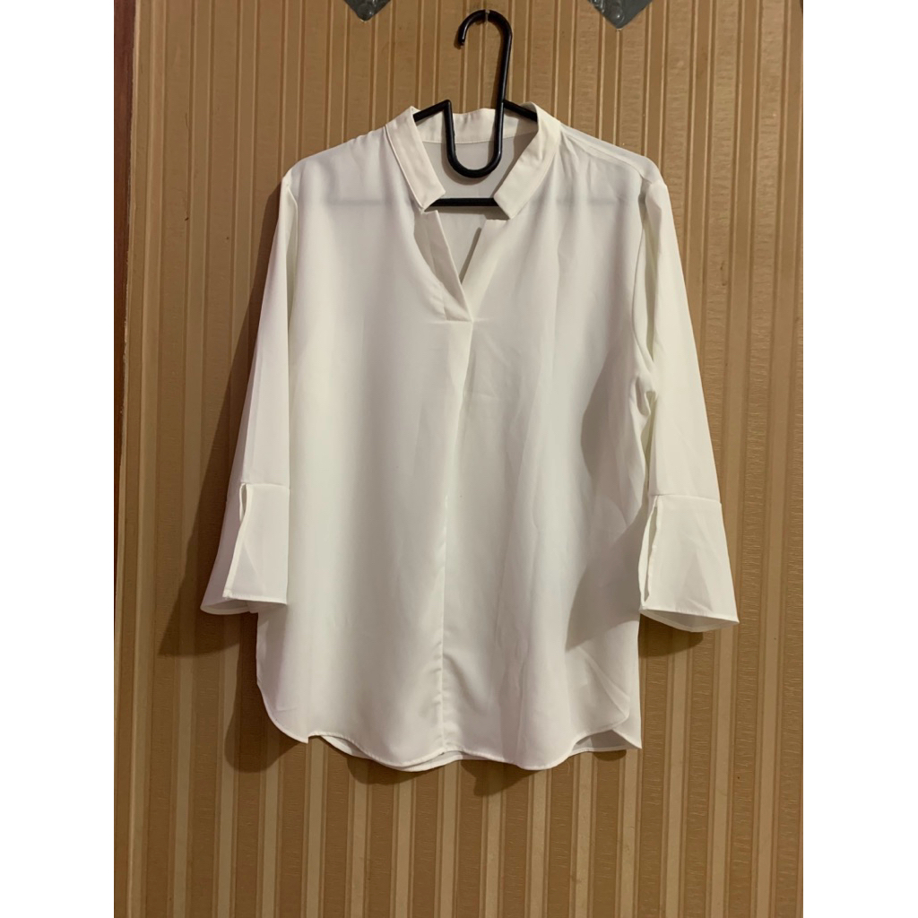 Blouse Putih Sifon Bahan Jatoh #preloved