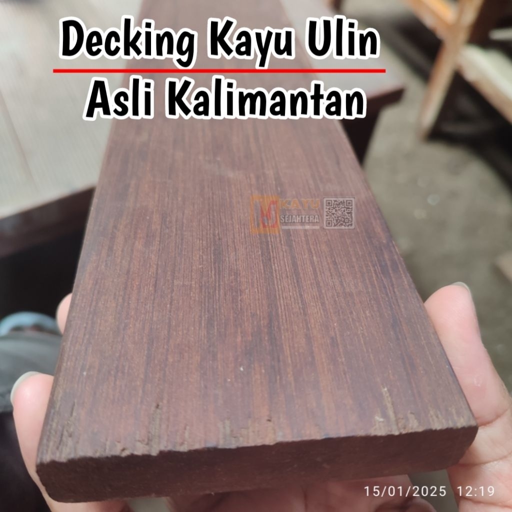 LANTAI KAYU OUTDOOR DECKING ULIN POLOS LEBAR 9 CM x 120 cm