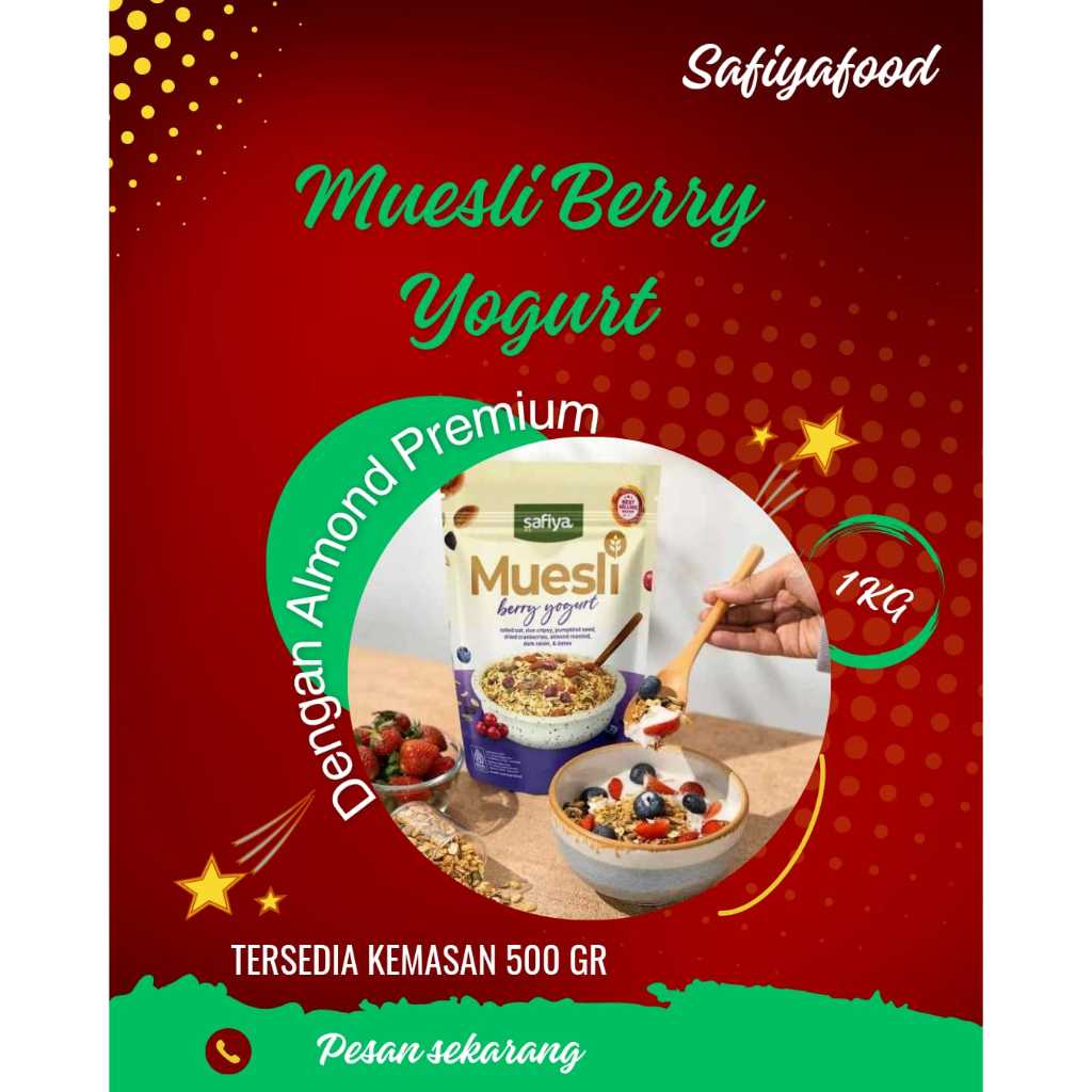 

Safiya Muesli Berry Yogurt 1Kg Sereal With Almond Premium