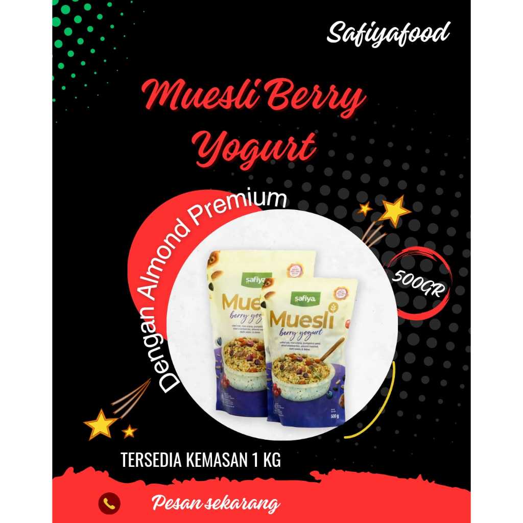 

Safiya Muesli Berry Yogurt 500 Gram Sereal With Almond Premium