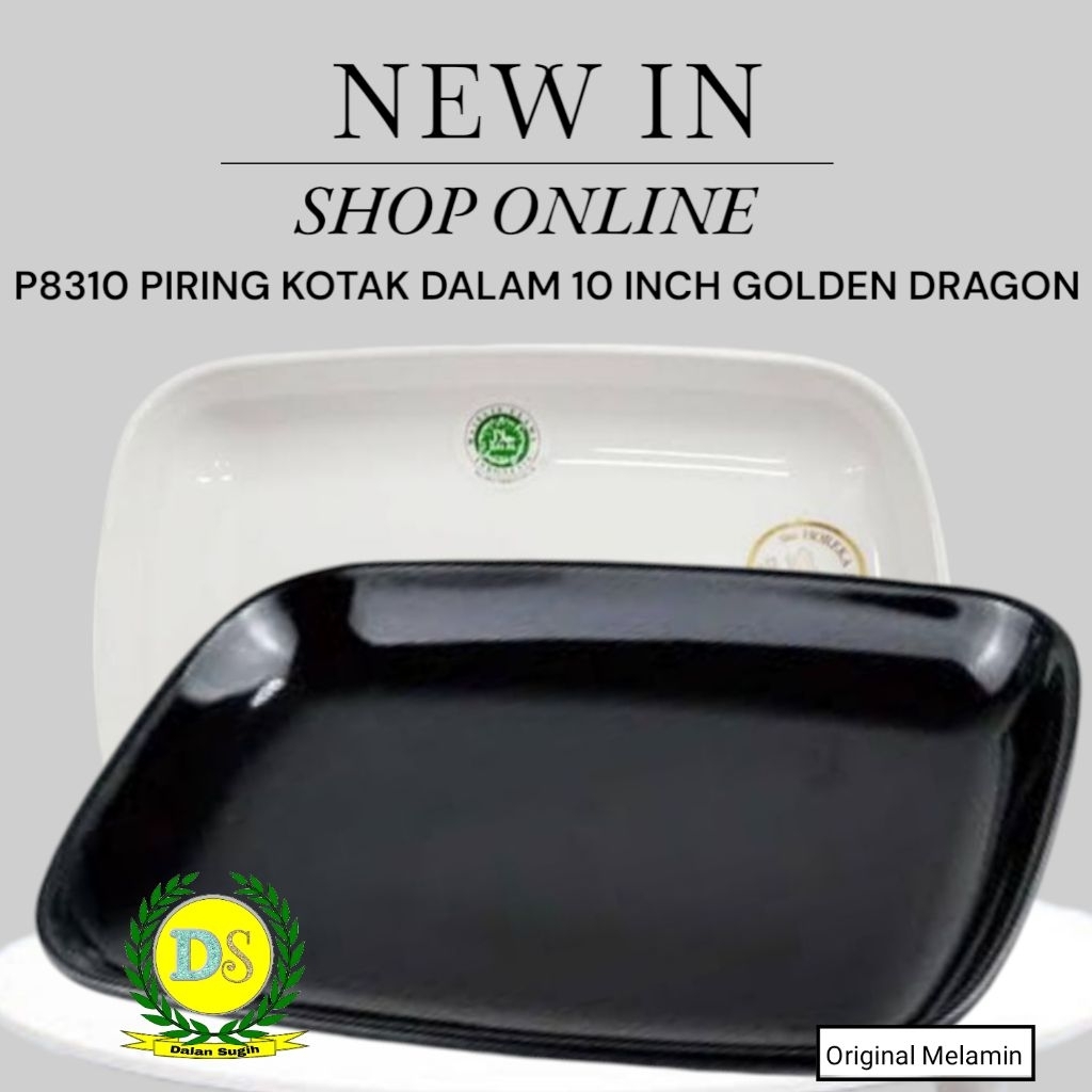 Original Melamin P8310 Piring Kotak Dalam 10 Inch Horeka Golden Dragon
