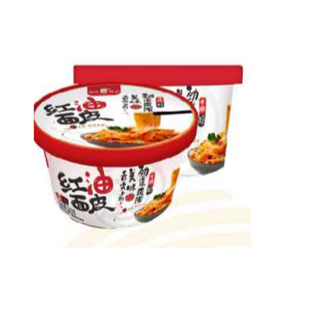 

红油面皮桶装 hong you mian pi spicy flavor non-fried instant noodles(cup)