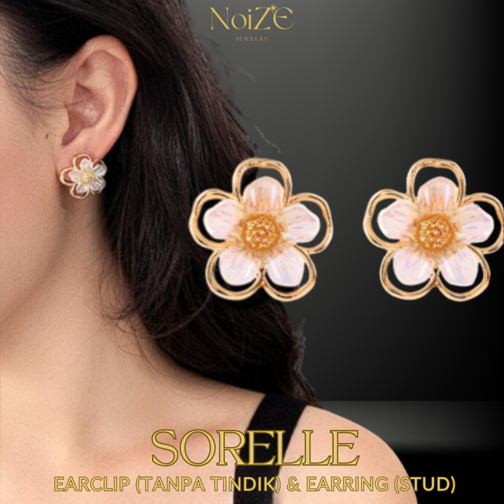 NoiZE SORELLE – Anting Jepit & Anting Tusuk Stud Earrings Klip Anting Jepit Tanpa Tindik Ear Clip S9