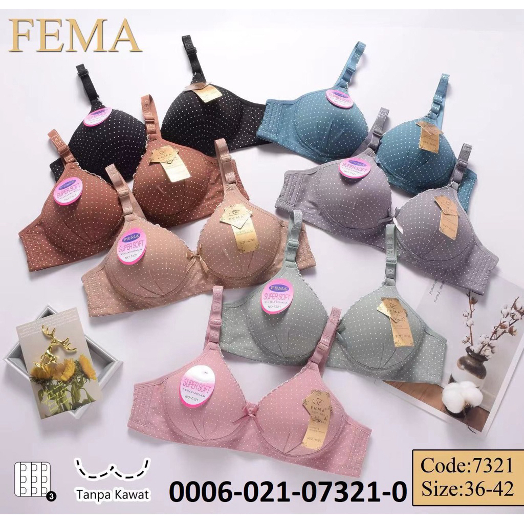 2PCS BH FEMA POLKA CUP B-C TANPA KAWAT BH FEMA POLKA KAIT 3