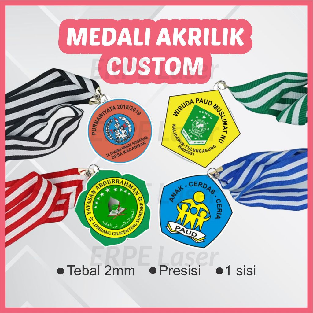 MEDALI AKRILIK CUSTOM | Gordon Wisuda Kelulusan PAUD TK SD | Samir Wisuda Murah