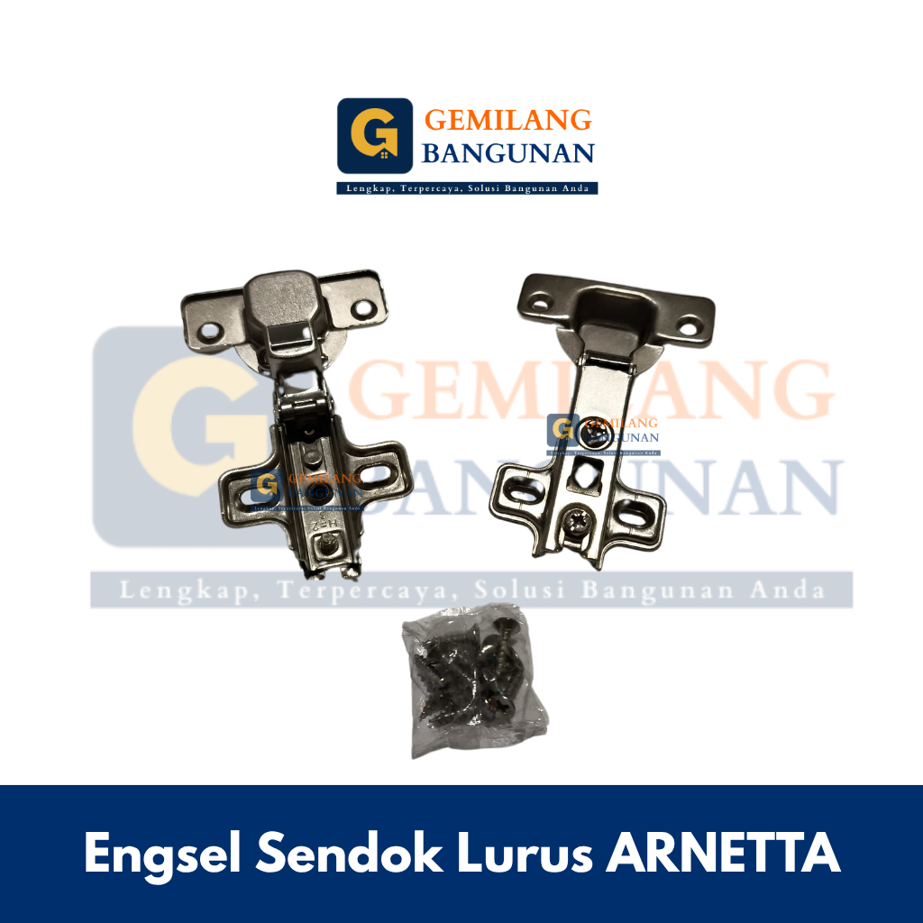 Engsel Sendok Lurus ARNETTA / Engsel Pintu Lemari Manual / Engsel Lemari Kitchen Set Slow Lurus ARNE