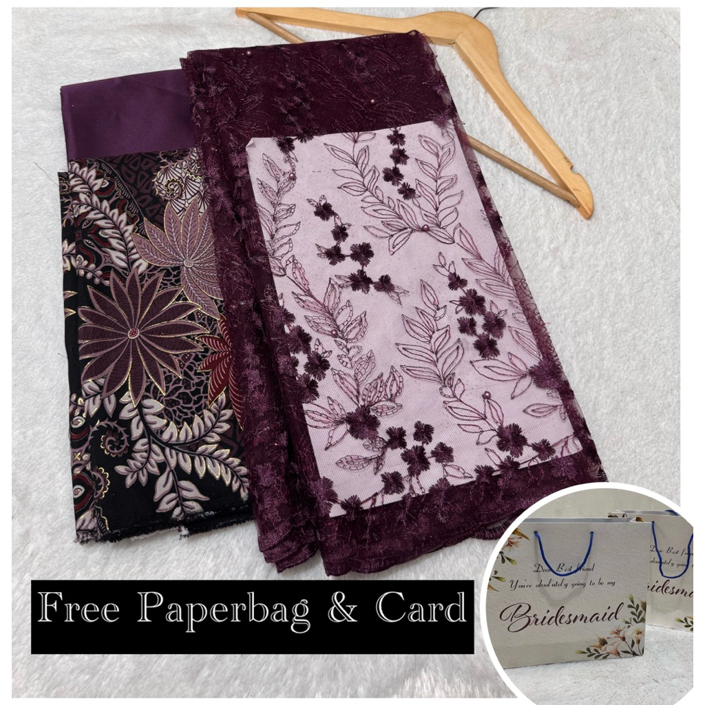 Set/Paket Kain Bridesmaid Tile Sakura, Satin ( Furing ) & Batik