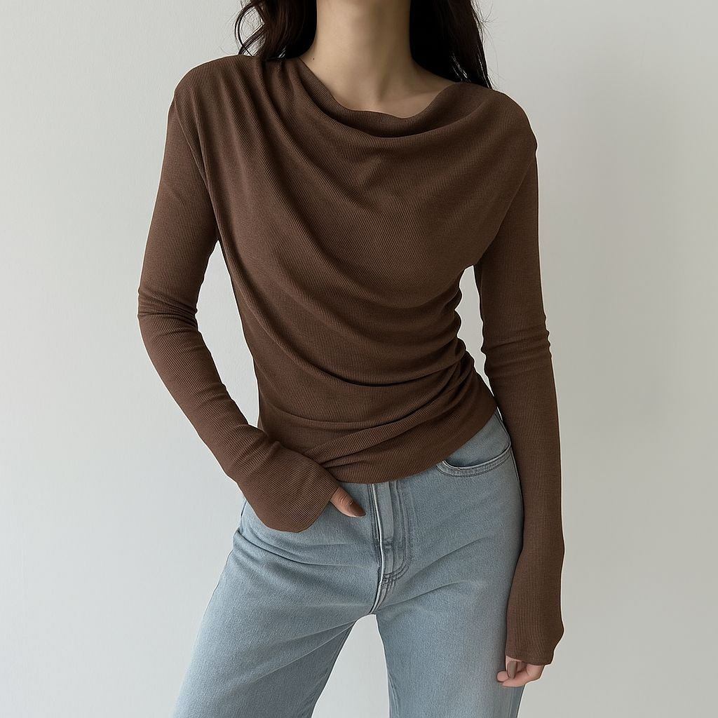 APRIL TOP | Atasan Knit Wanita Korean Top Baju Knit Wanita Lengan Panjang Basic Long Sleeve