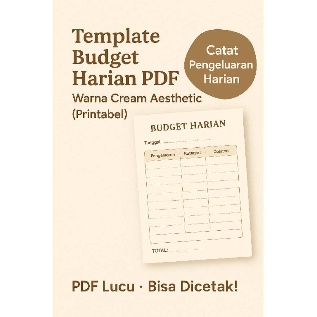 

Tamplet budget harian pdf warna cream aestetik