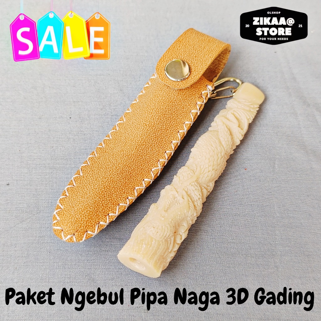 paket hemat pipa cangklong ukir naga 3D gg plus sarung kulit
