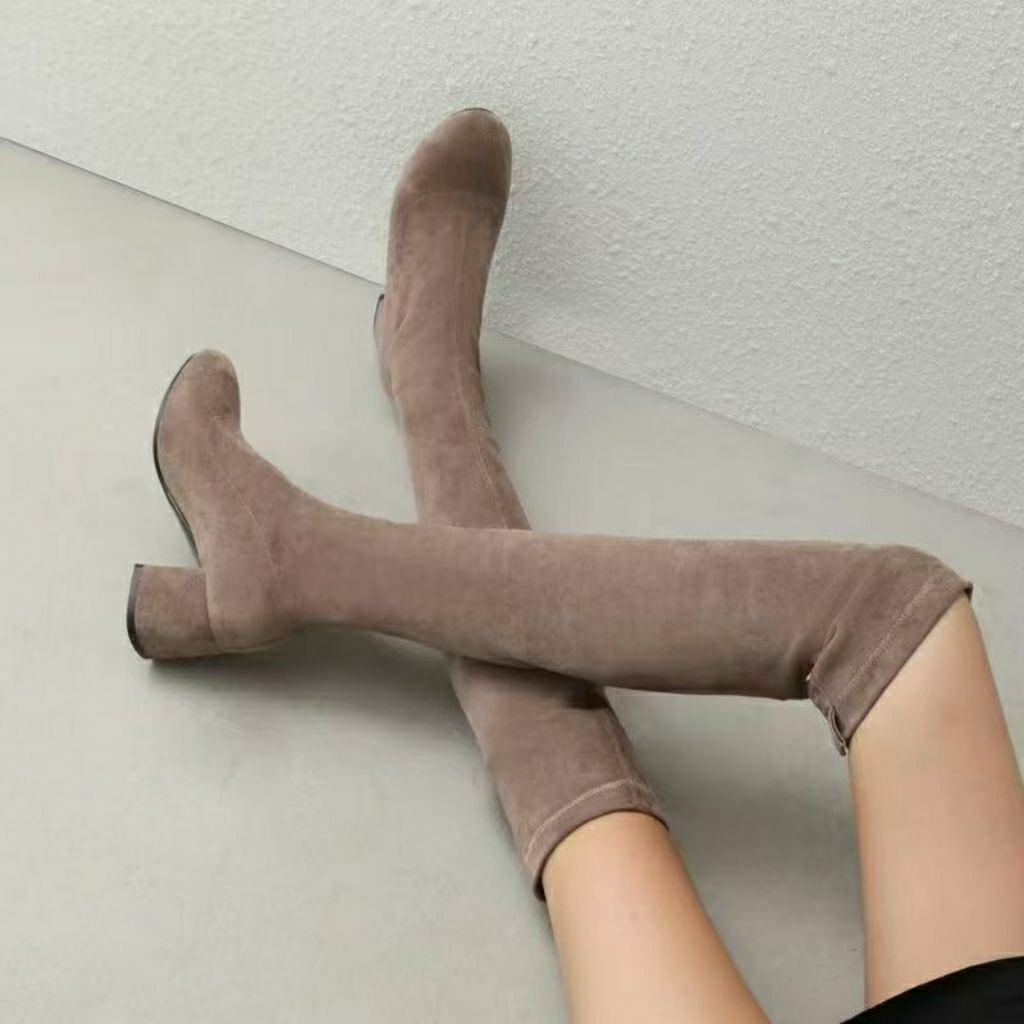 IMPORTIR SEPATU Women Autumn Long Boots Overknee Suede Import Wanita