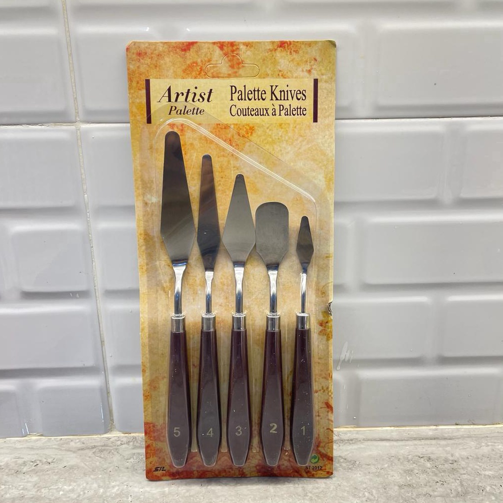 

KODE H43V 5PCS PISAU PALET PISAU COOKIES PISAU LUKIS PISAU PENCAMPUR WARNA ALAT LUKIS DEKORASI KUE PISAU KANVAS