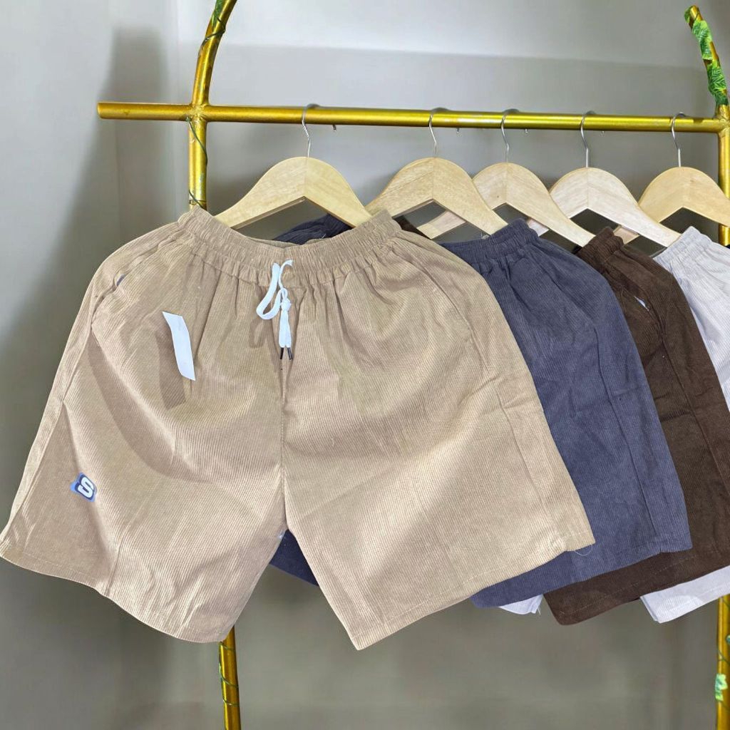 New Broadshot Corduroy Celana Pendek Pria Wanita Dewasa Anak Laki-laki Premium Tebal Adem Santai Mur